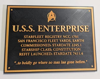 Star Trek USS Enterprise NCC-1701 Refit Plaque – Starship Builder Display Sign