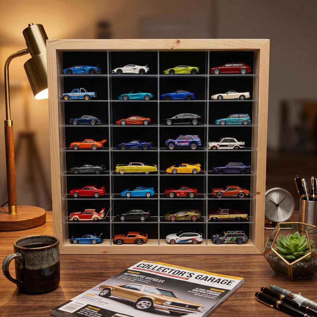 Car Enthusiast Gift: Diecast Car Shelf, Model Car Display, Wood Toy Car ...