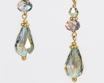 Gold Filled earrings: Crystal Dewdrops in Spring Tones