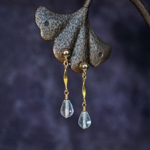 Clear Quartz Crystal Teardrop Earrings on Gold-filled Posts