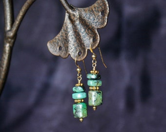 African Turquoise (Jasper) Earrings on Gold-Filled French Ear Wires