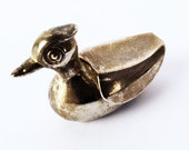 Vintage silver plated duck pin cushion box trinket snuff box