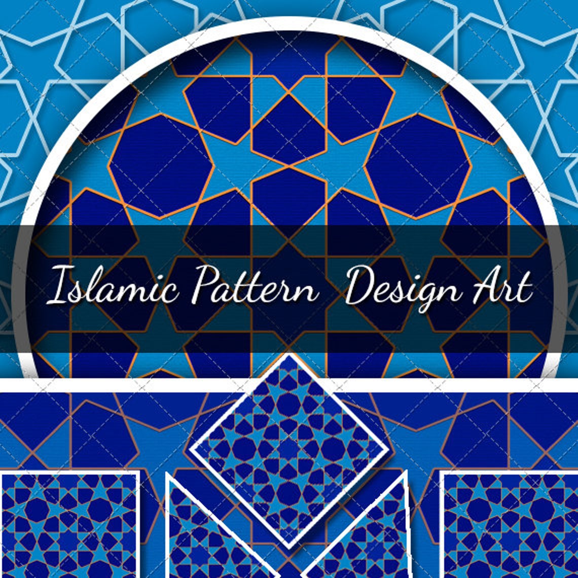 Printable Digital Blue Islamic Pattern Art - INSTANT DOWNLOAD, Wall Art ...