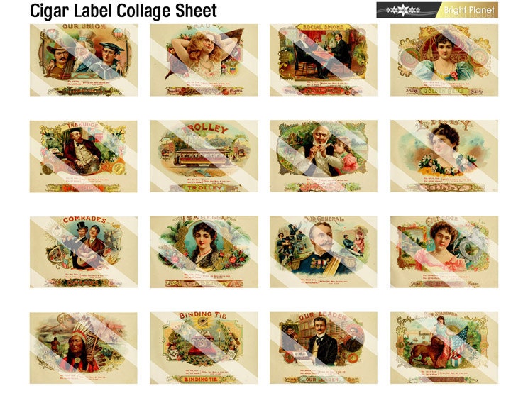 digital printable collage sheet vintage cigar box labels etsy ireland