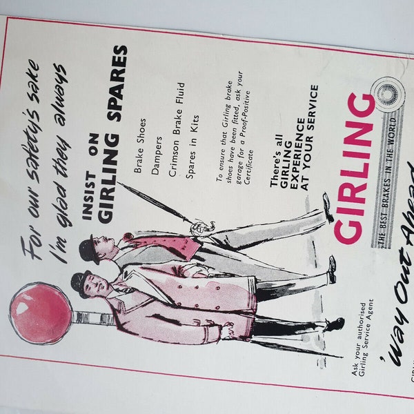 Vintage Advert / Advertisement - Girling Men Fashion, Spirit Drink Ad