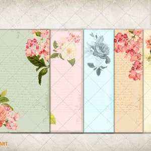 Cyfrowy arkusz A5 VINTAGE Flower & Old Paper Designs, cyfrowy papier do rękodzieła do druku, pobieranie cyfrowe, projekt graficzny dla rękodzieła papierowego