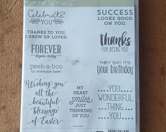 Stampin' Up! Suite Sayings Clear Cling Stamp Set 10 Sentiments Card Making