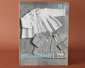 Bellmans Knitting Pattern 385 baby's cardigan coat Vintage Supplies