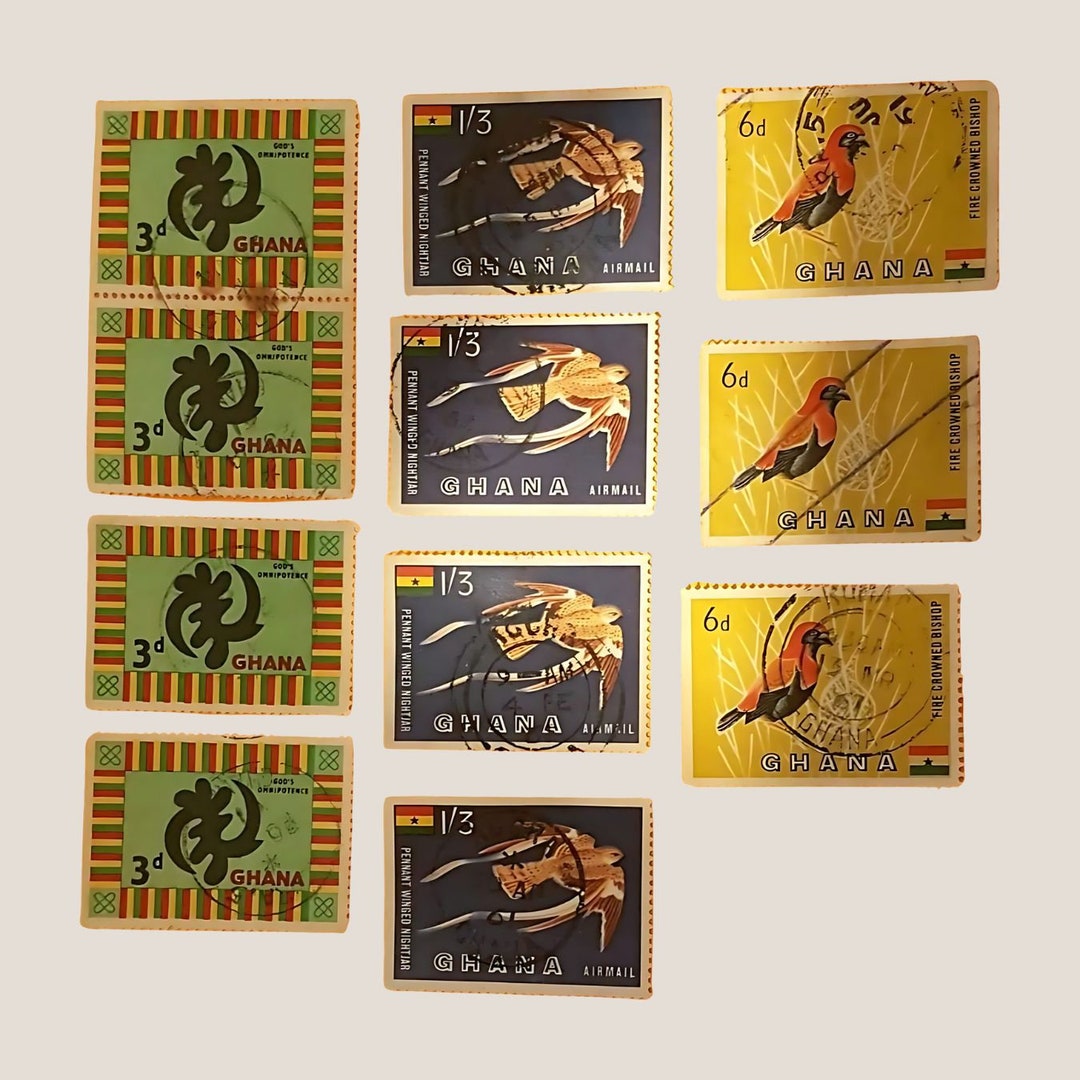 Postage Stamp Mixture - A Selection of 9 Ghana Stamps, Postally Used ...