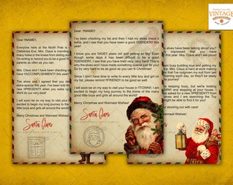 Vintage Style EDITABLE Letter from Santa, Santa Letter, A4 Size, PSD (Photoshop) file,  Instant Download, Magical Christmas