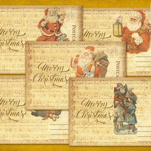 Vintage Father Christmas / Santa Claus Postcards Images Digital Papers - Instant Download Printables, 5 Designs, Jpeg image format