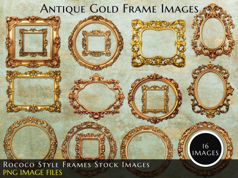 Antique Gold Frames Clipart Graphic Images - Rococo Style Gold Vintage ...