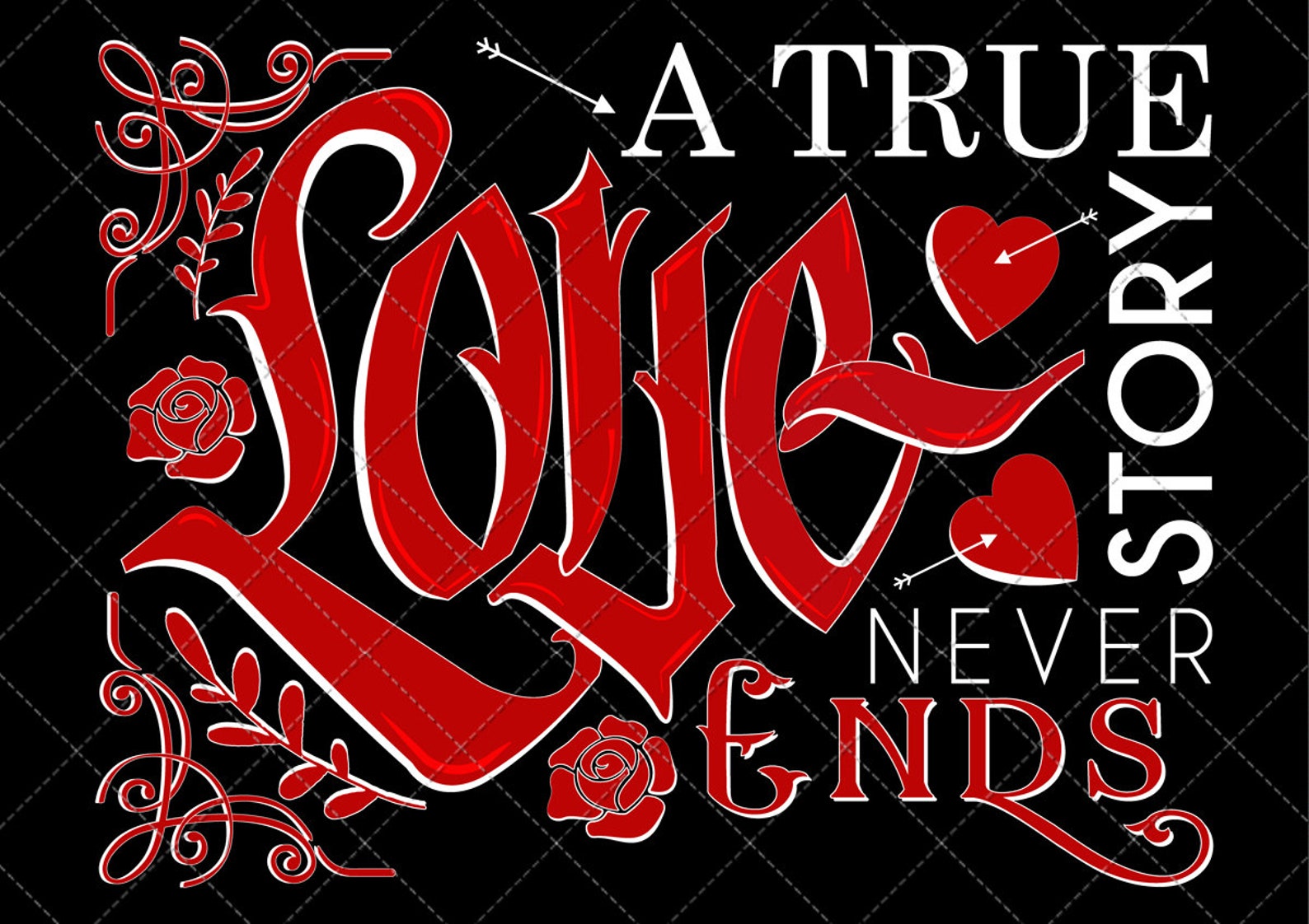 4 X True Love Story Never Ends Digital Image Valentines Day / Etsy