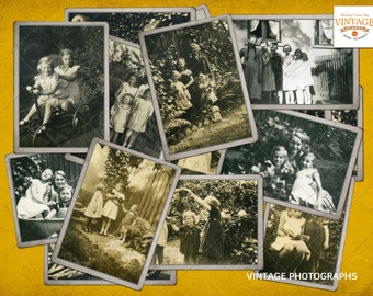 10 x Stock Photo, Vintage CDV Cabinet Photographs Of Children, Boy, Girl,Baby - Sepia & BW Colour , Ephemera Set (Instant Digital Download)