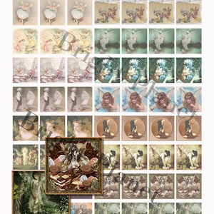 49 1" x 1" デジタルコラージュシート ヴィンテージ 童話の天使