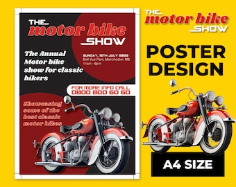 Motorbike Flyer, DIY Motorbike Flyer Template 2023, Editable PDF and Ai, A4 Size Flyer Template for Motorcycle events