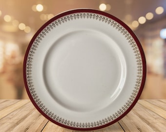 Vintage Wood & Sons Maroon Buckingham Pattern Dessert or Fish Plate