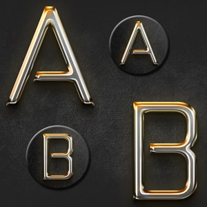 Gold Chrome Style Letters & Symbols Round Collage Sheet - English Alphabets and  Symbols
