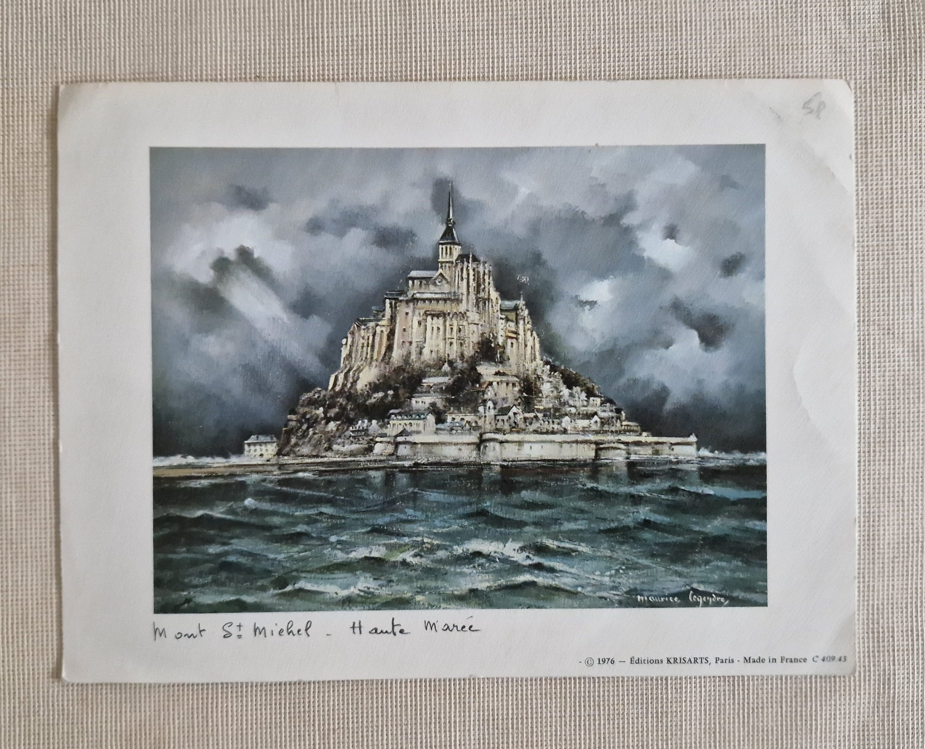 Mont St Michel Maurice Legendre Vtg Print 6x8 France Normany