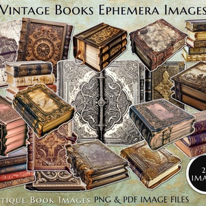 Antique Books Ephemera DIY Stickers, Journaling Supplies, Vintage Bible Image, Antique Junk Journal, Digital Download, Vintage Ephemera