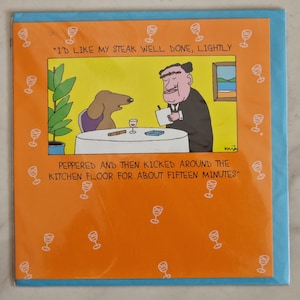 Vintage Cartoon Art Blank Greeting Card, Dog In Restaurant Theme, Duncan Mc Coshan, 2000