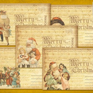 Vintage Father Christmas / Santa Claus Postcards Images Digital Papers - Instant Download Printables, 5 Designs, Jpeg image format