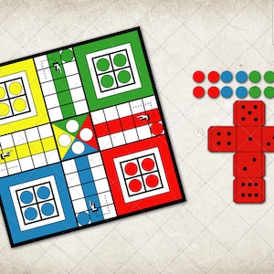 Ludo Board Game Template, Board, Dice and Game Pieces cutout template, jpeg and ai files, INSTANT DOWNLOAD