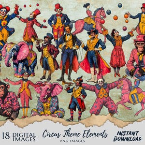 Vintage Circus Carnival Elements Graphic Image 18 png images clipart digital download printable junk journal scrapbook Retro Designs