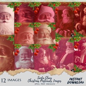 Weihnachtsmann digital Weihnachtsmann Drucke Winter Postkarten Journaling druckbare Sofortiger digitaler Download JPEG PDF Bilder 12 Designs