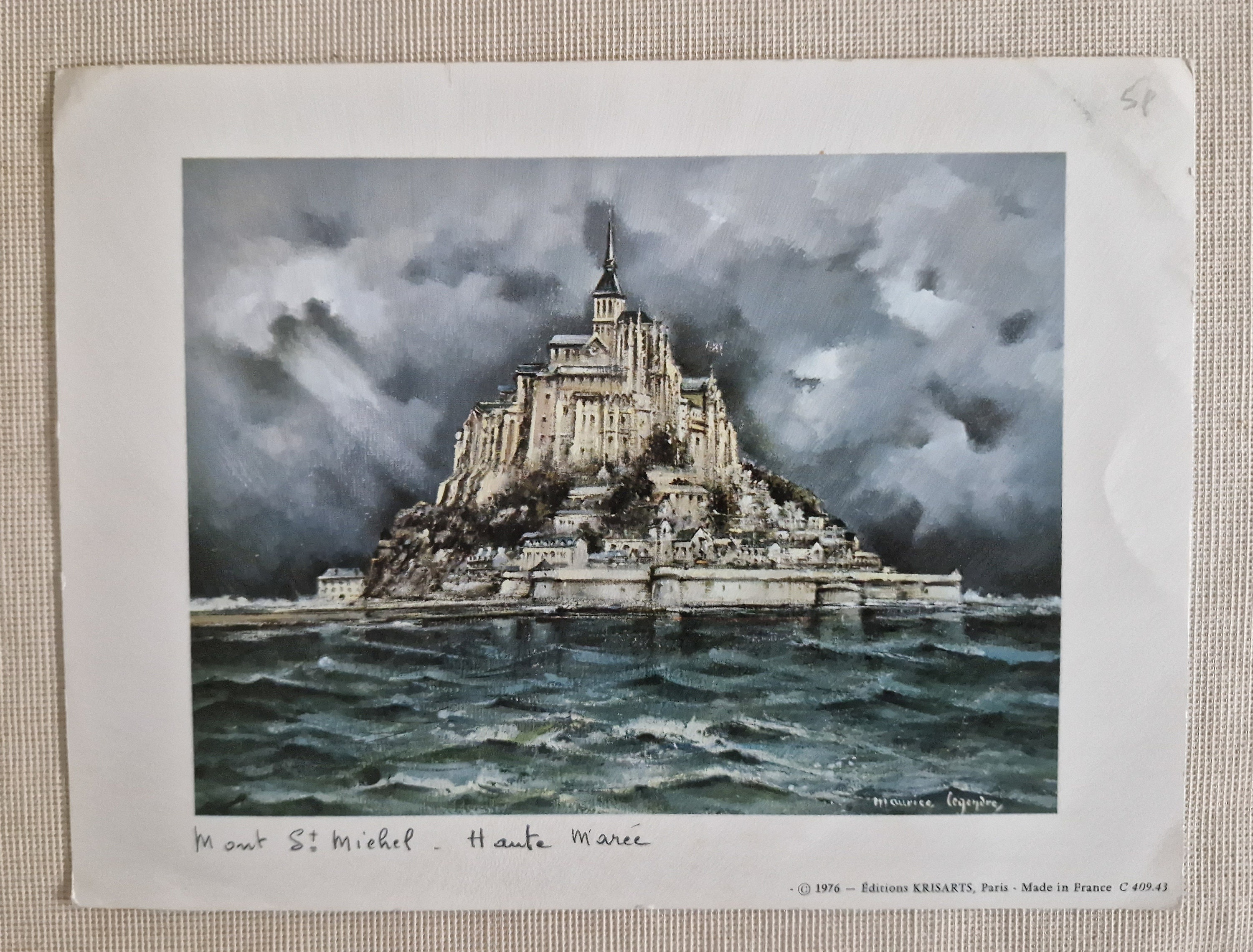 Mont St Michel Maurice Legendre Vtg Print 6x8 France Normany
