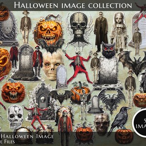 Fussy cut Halloween images, printable pages, Digital instant download, 53 images, .png format, junk journaling, Ephemera, scrapbooking