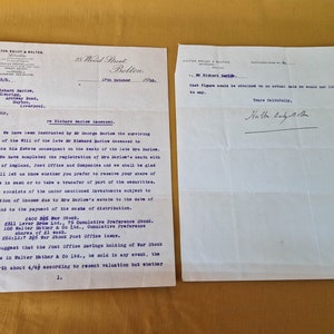 Vintage Paper Ephemera, old typewritten Solicitor&#39;s letter realting to will of a deceased, 17th October 1933, Hulton Bailey Bolton Solicitor