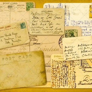 Handwritten Vintage Postcards Set of 10 Digital Antique Printable crafting ephemera instant download digital , 300 dpi, png image format