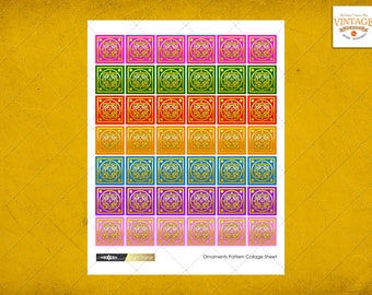 Colourful Ornaments Pattern Digital Collage Sheet For Arts & Crafts
