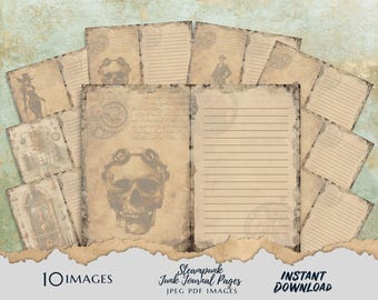 Junk Journal Printable, Steampunk , Vintage Journal Pages, Steampunk Junk Journal , Junk Journal Digi Kit Vintage Printable Journal JPEG PDF