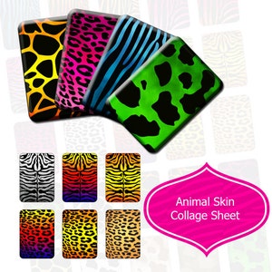 Animal Print 1,25 "x 1,75" Runde Ecke rechteckigen Domino Animal Skin Muster Digital Collage Blatt - 8,5 "x 11" Sheet - Instant Download