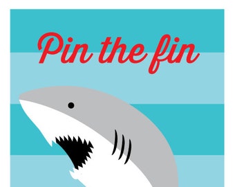 INSTANT DOWNLOAD - Shark Birthday Games, Welcome Sign, Come in for a Bite