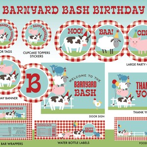 INSTANT DOWNLOAD Farm Birthday Party Printables, Barnyard Party Package ...