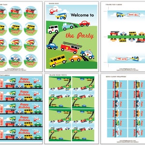 INSTANT DOWNLOAD Transportation Birthday Party Printables ...