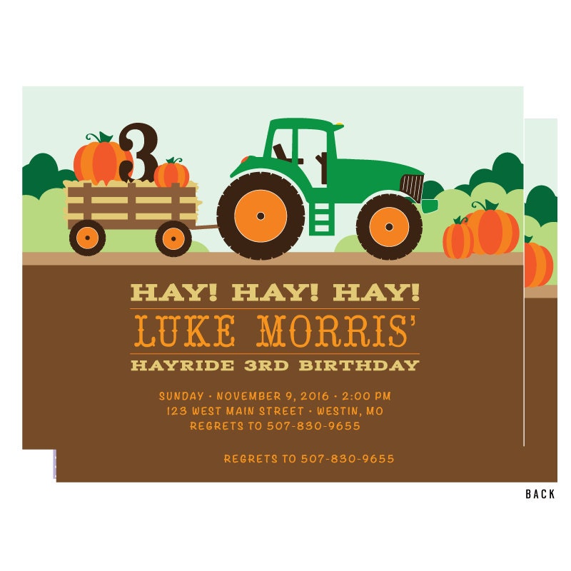 Tractor Hayride Birthday Invitations Etsy