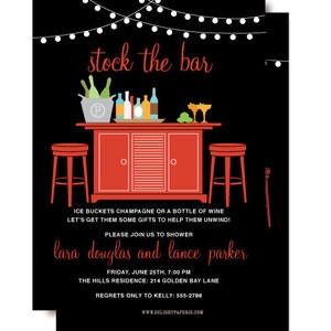 Stock the Bar Invitation, perfect for couples shower, engagement, housewarming or cocktail party. With personalized champagne ice bucket. image 1