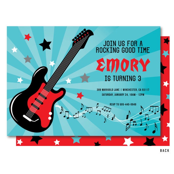 Rock Einladung Rock N Roll Geburtstagseinladungen Etsy