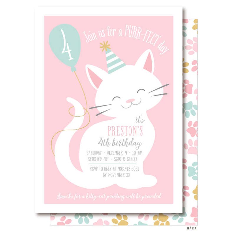 Kitty Cat Birthday Invitations 8
