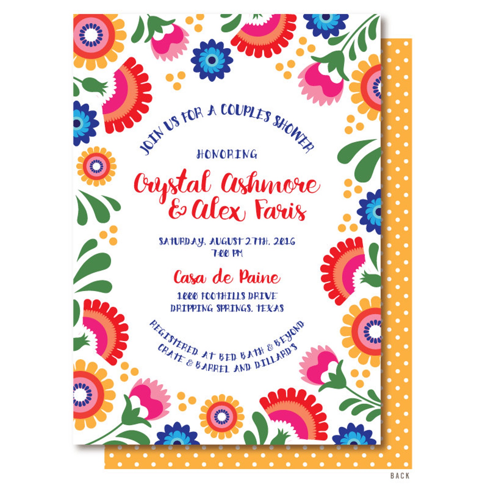 Mexican Shower Invitations Folk Art Mexican Invitation Etsy