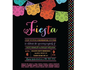 Mexican Couples Shower Invitation, Mexico Theme, Fiesta Wedding Party, Papel Picado