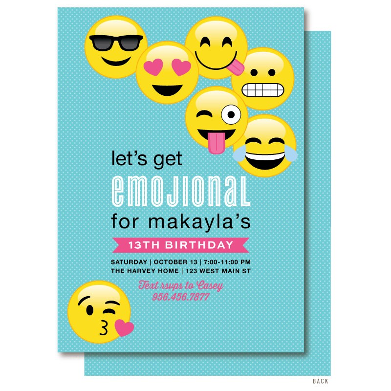 Emoji Birthday Invitation Emoticon Emoji Birthday Party Etsy