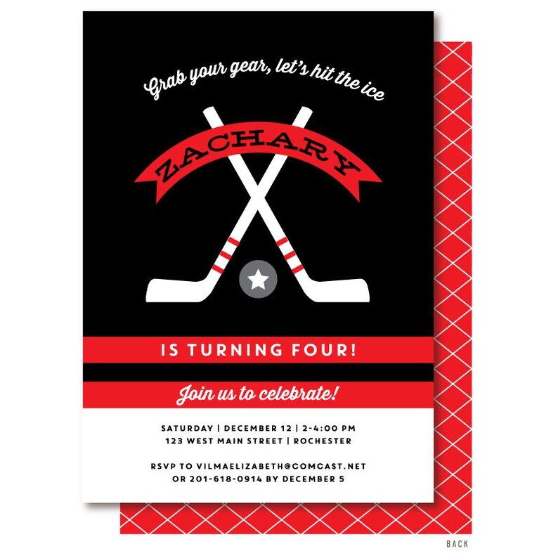 Hockey Birthday Invitation Hockey Party Invitations Printed Etsy