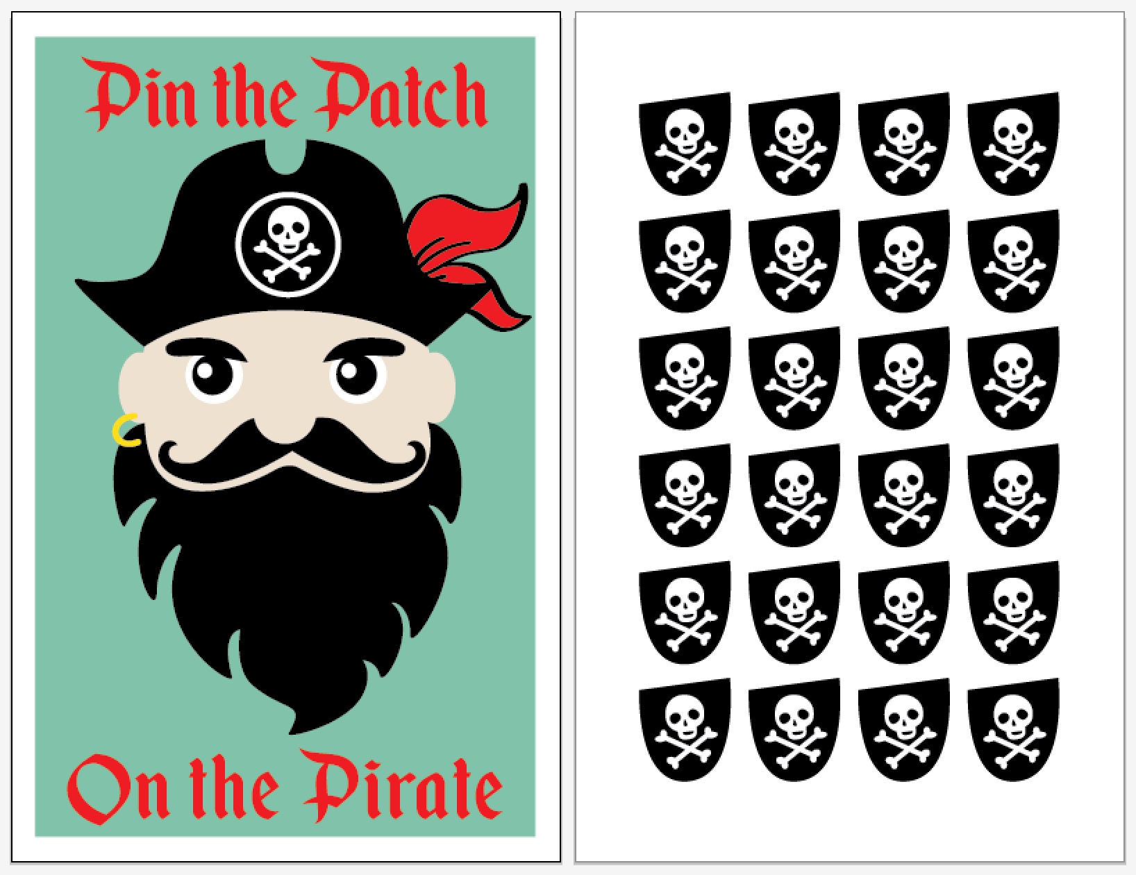 Party Games for Boys Pin the Patch on the Pirate Printable 