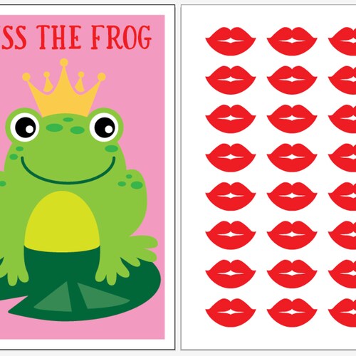 INSTANT DOWNLOAD Pin the Kiss the Frog Party Game for Your - Etsy UK