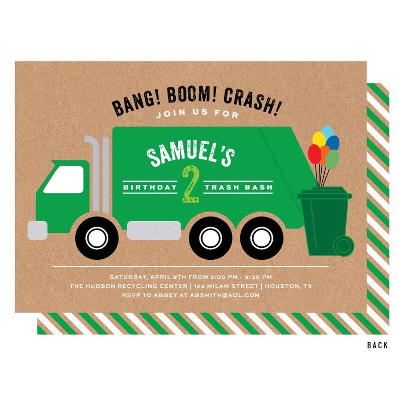 garbage truck invitations garbage truck invitations